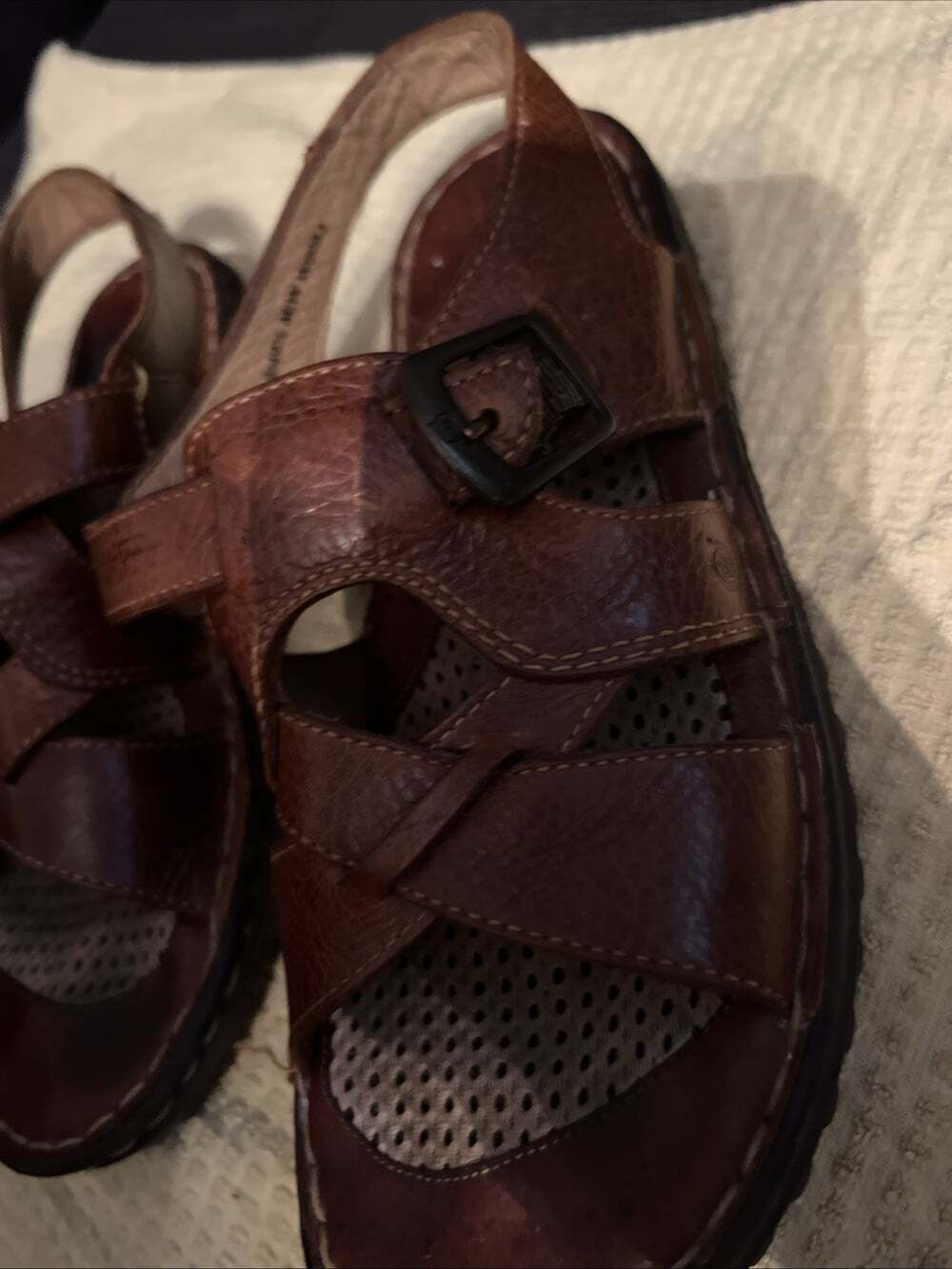 Born Shoes Women's Sz 9 Fisherman Sandals Open Toe Genuine Leather Brown Comfort - Picture 4 of 12